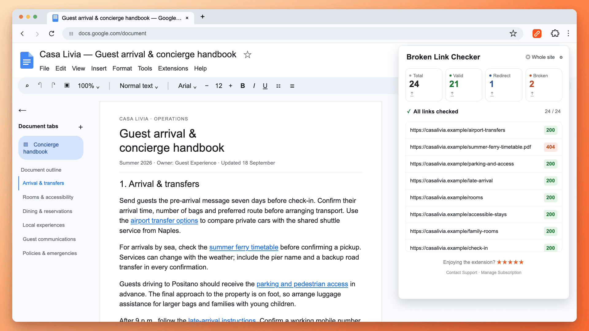 How to Check All Links in a Google Doc